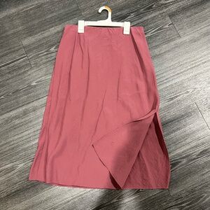 Madewell Dusty Rose Midi Skirt Size 8 Wrap front Slit A Line